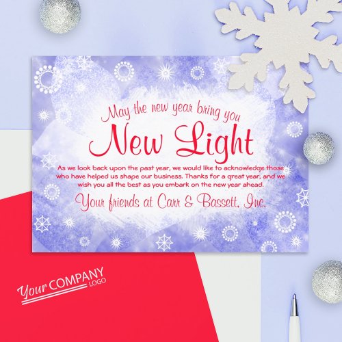 Light Blue White Snowflakes Red Company Holiday Invitation