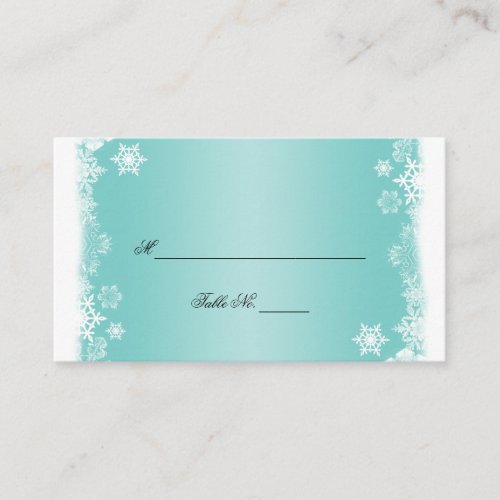 Light Blue White Snowflakes Wedding Place Cards Business Card
