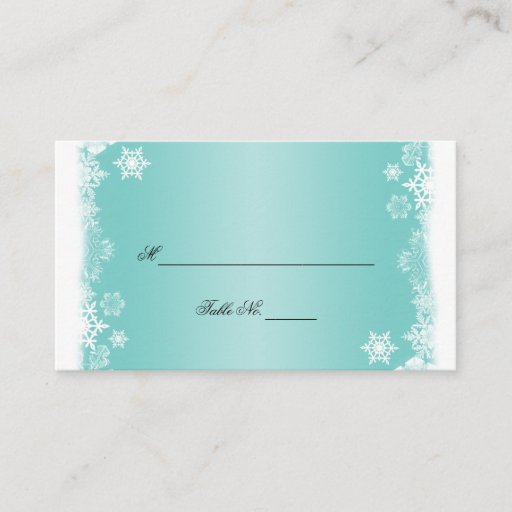 Customizable Light Blue White Snowflakes Wedding Place Cards Business Card