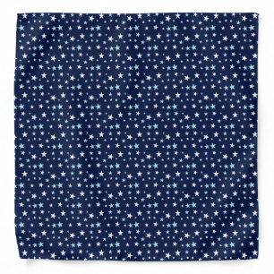 Light Blue & White Star Pattern on Navy Blue Bandana