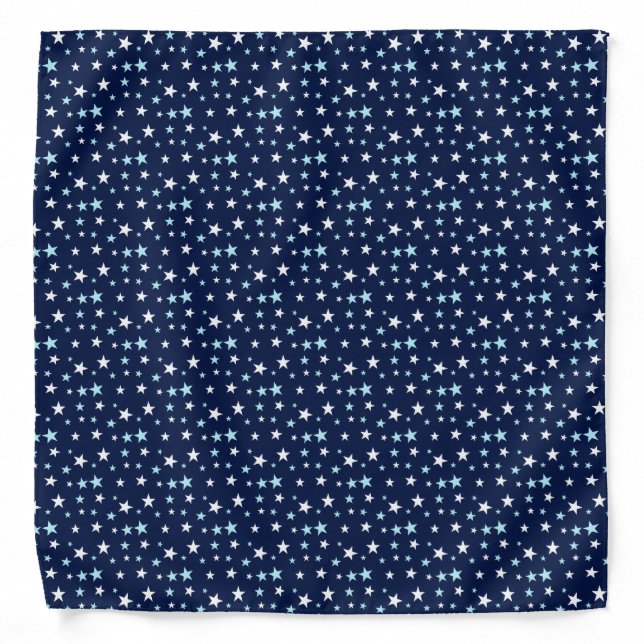Light Blue & White Star Pattern on Navy Blue Bandana (Front)