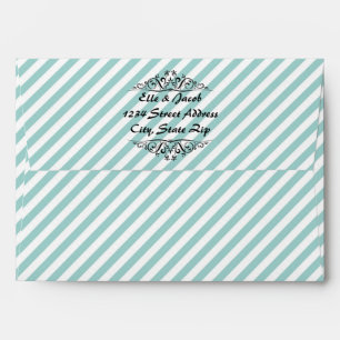 Light Blue White Striped Flourish Envelope