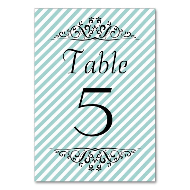 Light Blue White Striped Table Card (Front)
