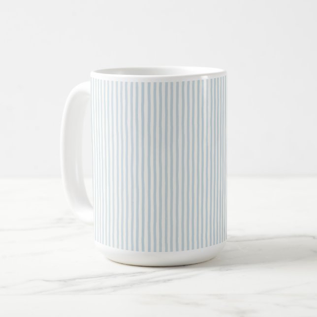 Light Blue White Stripes   Coffee Mug (Front Left)