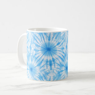 Light Blue White Tie Dye Coffee Mug