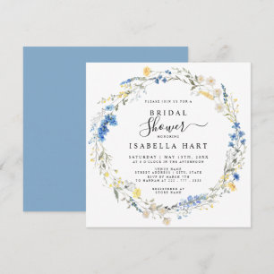 Light Blue Wild Floral Dainty Dusty Bridal Shower Invitation
