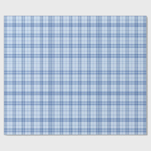 Light Blue Windowpane Plaid Wrapping Paper