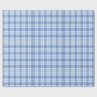Light Blue Windowpane Plaid Wrapping Paper