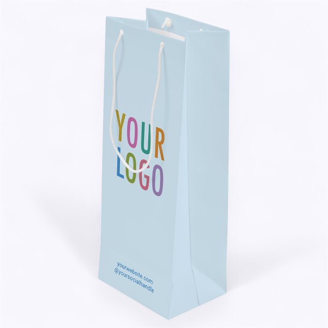 Light Blue Wine Gift Bag Business Logo No Minimum (MISOOK Light Blue Wine Bag with Logo)