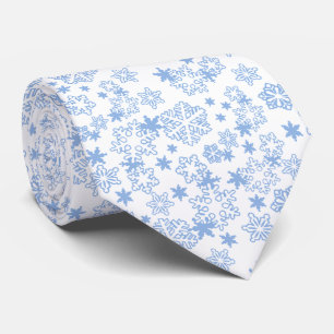 Light Blue Winter Snowflake Pattern Neck Tie