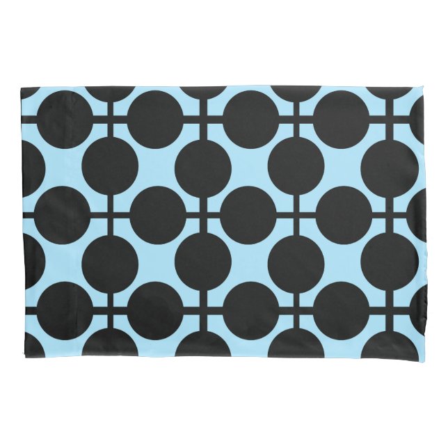 Light blue with black geometric  pillow case (Front)