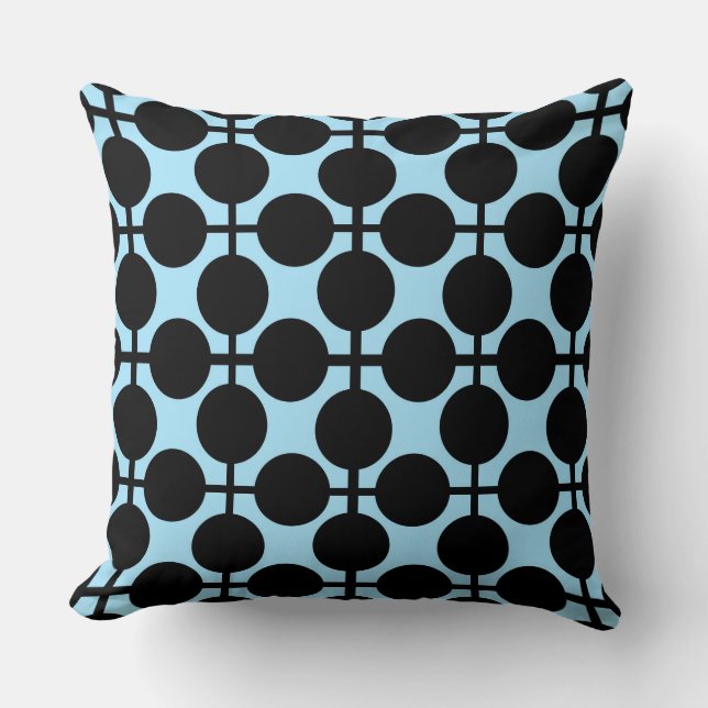 Light blue with black geometric  throw pillow (Front)