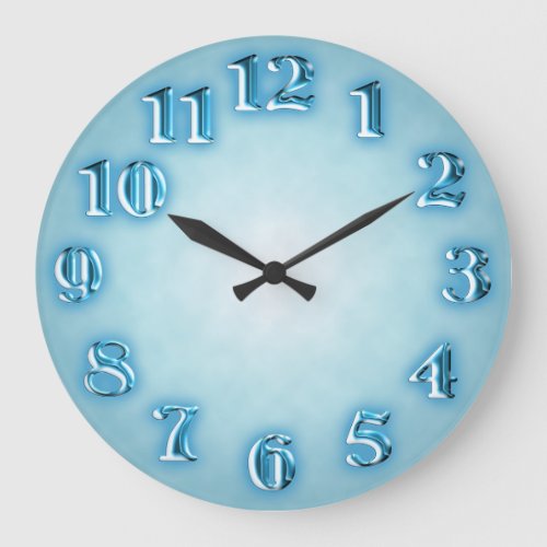 Light blue with fancy metallic numbers large clock