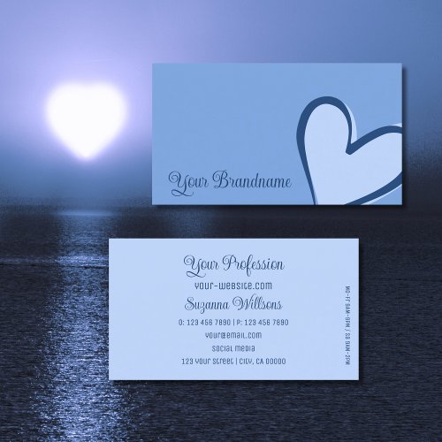 Light Blue with Gorgeous Heart Modern Cute Simple Business Card