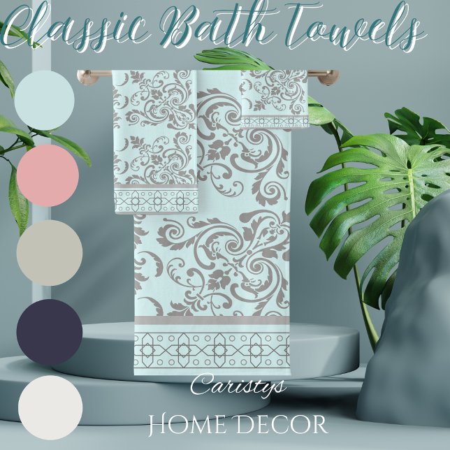 Light Blue with Grey Flourishes Towel (Creator Uploaded)