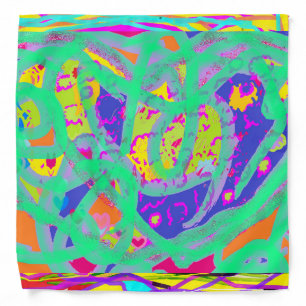 Light blue with rainbow stripes at each end bandana