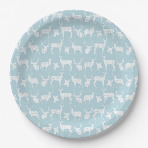 Light Blue With White Deer Paper Plates