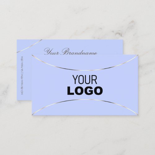 Light Blue with White Gold Decor and Logo Elegant Business Card