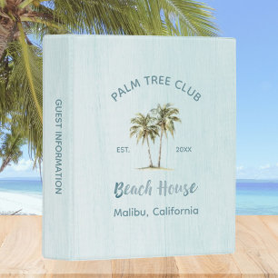 Light Blue Wood Coconut Palm Trees Beach House Mini Binder