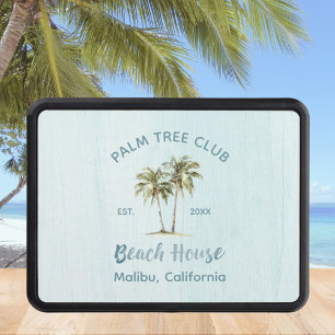 Light Blue Wood Coconut Palm Trees Hitch Cover
