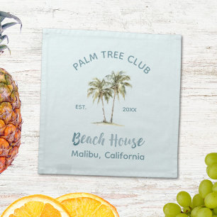 Light Blue Wood Palm Trees Modern Beach House Cloth Napkin