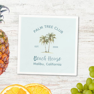 Light Blue Wood Palm Trees Modern Beach House Napkins