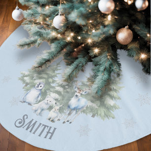 Light Blue Woodland Animal Tree Skirt