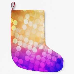 Light Blue, Yellow pattern with spheres. Blurred b Small Christmas Stocking