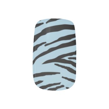 Light Blue Zebra Minx® Nail Wraps by StormythoughtsGifts at Zazzle