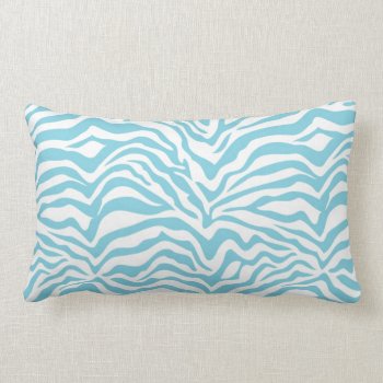 Light Blue Zebra Print Lumbar Pillow by KaleenaRae at Zazzle