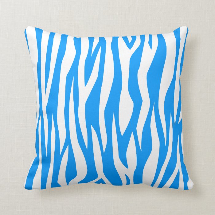 Light Blue Zebra Print Pillow