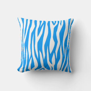 Light Blue Zebra Print Throw Pillow