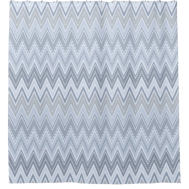 Light blue zigzag  shower curtain (Front)