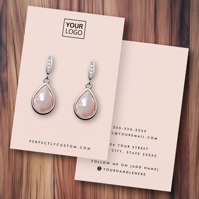 Light blush pink add logo earring display card (Light blush pink add logo earring display card)