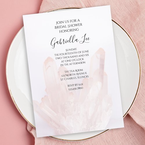 Light Blush Pink Crystals Bridal Shower Invitation