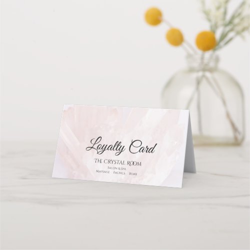 Light Blush Pink Crystals Salon Spa Folded Loyalty Card