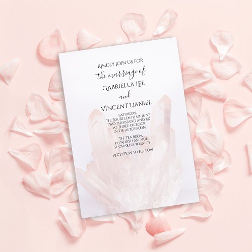 Light Blush Pink Crystals Wedding Invitation