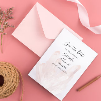 Light Blush Pink Crystals Wedding Save the Date
