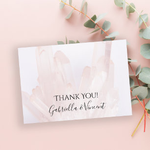 Light Blush Pink Crystals Wedding Thank You Card
