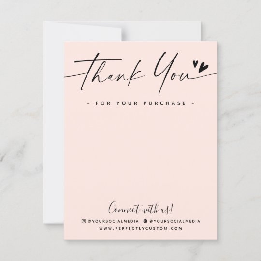 Light blush pink elegant business thank you note | Zazzle.com