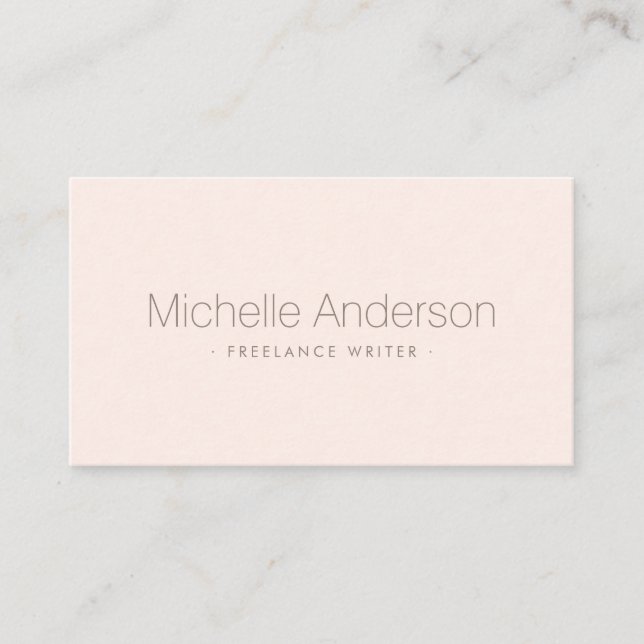 Light blush pink elegant minimalist professional business card (Front)