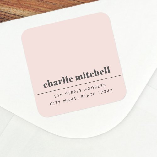 Light blush pink modern minimalist return address square sticker