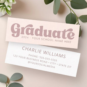 Light blush pink retro graduate student graduation mini business card