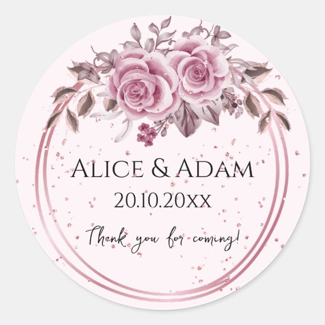 Light Blush Rose Gold Foliage Sticker (Front)