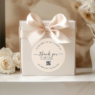 Light Boho Custom Thank You Stickers With QR Code
