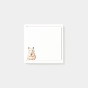 Light Border Tan Beige Cute Cat Ice Cream Cone Post-it Notes
