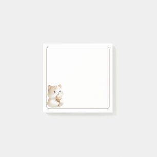 Light Border Tan White Cute Cat Ice Cream Cone Post-it Notes