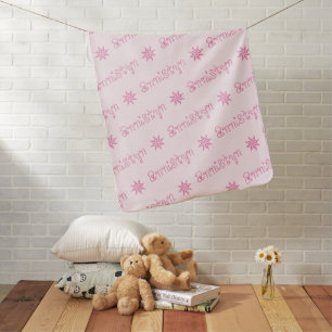Light & Bright Pink Custom Reverse Repeat Names Baby Blanket