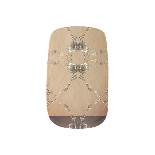 Light Bronze and Rose Hearts Minx Nail Art Decals