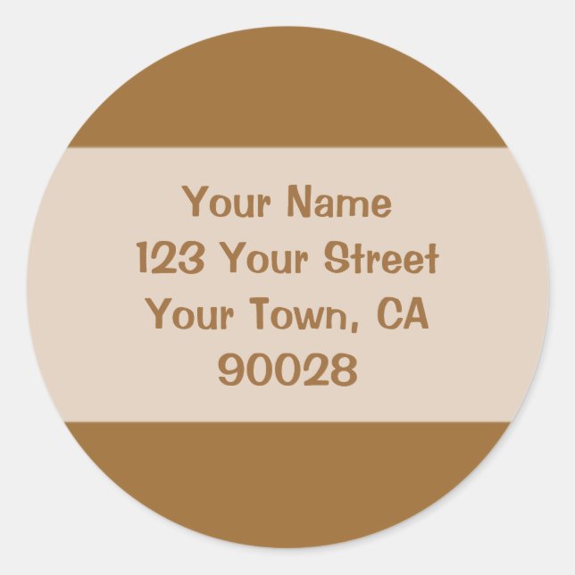 light brown address lable classic round sticker (Front)